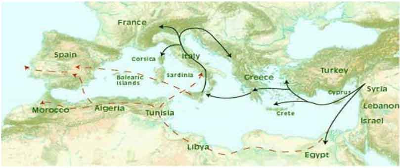 Χάρτης λεκάνης Μεσσογείου